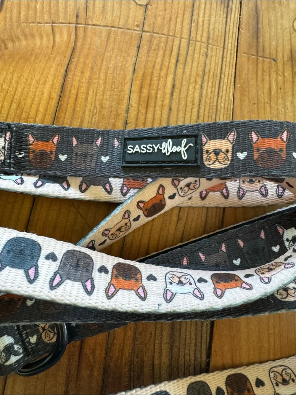 SassyWoof Dog-Print Leash - Black and Pink